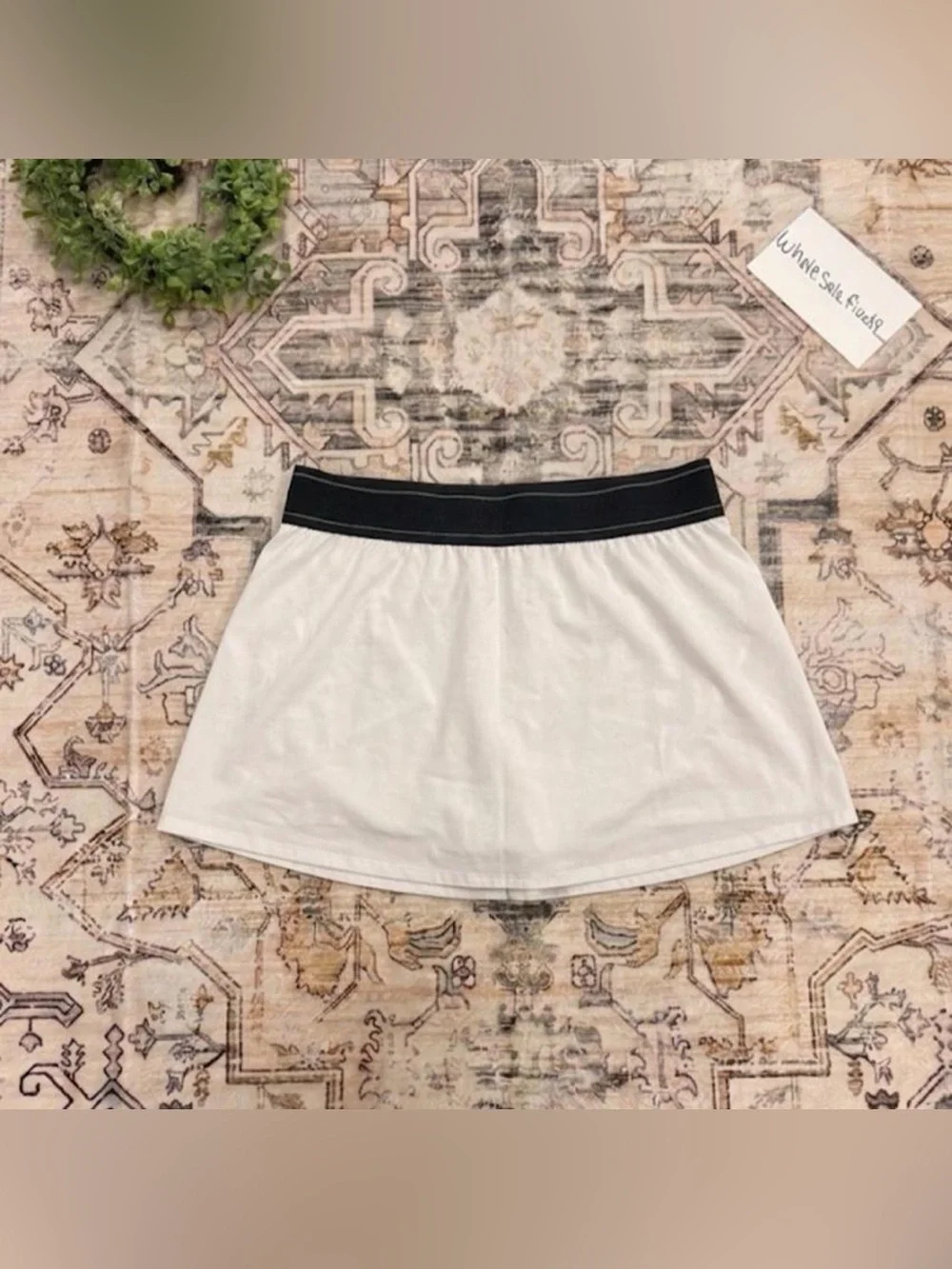 ALO Yoga White Mini Active Skirt with Black Waistband
